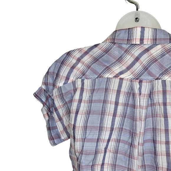 Anthropologie Cloth & Stone Aliya Tie Waist Crop Blouse Button Down Extra Small - Picture 10 of 10